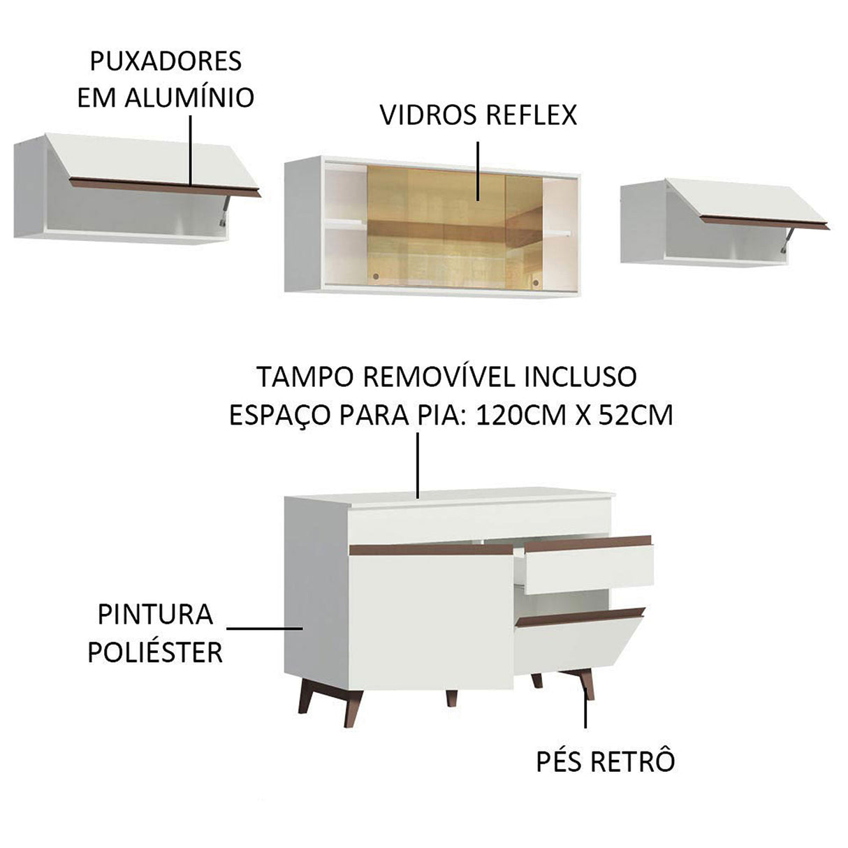 Cocina Integral Reims 260 Blanco Moderna. - COCINAS | Bylmo