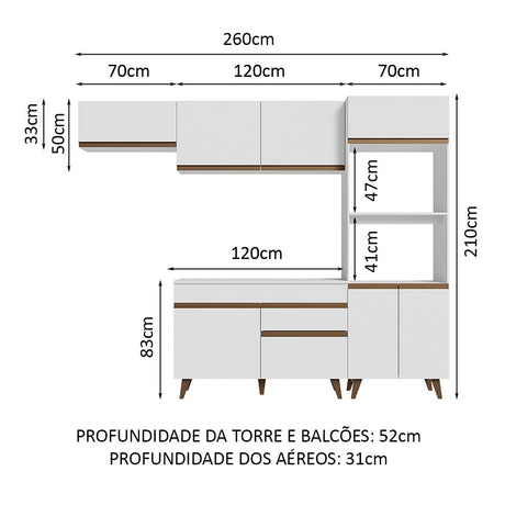 Cocina Integral Reims Blanco 260x210cm Moderna y Funcional - COCINAS | Bylmo