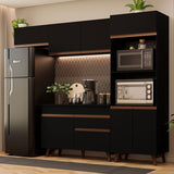 Cocina Integral Reims Negro 260x210cm con Mesón y sin Pozuelo - COCINAS | Bylmo