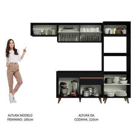 Cocina Integral Reims Negro 260x210cm con Mesón y sin Pozuelo - COCINAS | Bylmo