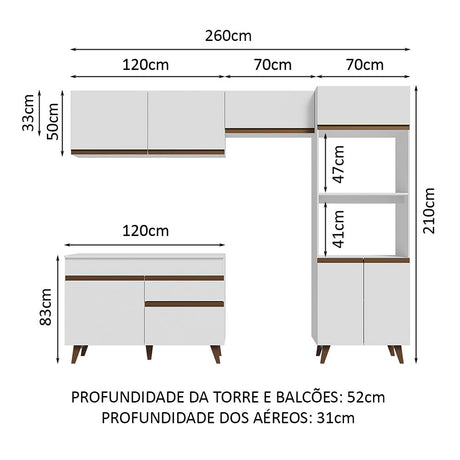 Cocina Integral Reims Blanco 260x210 cm Moderna Amplia y Resistente - COCINAS | Bylmo