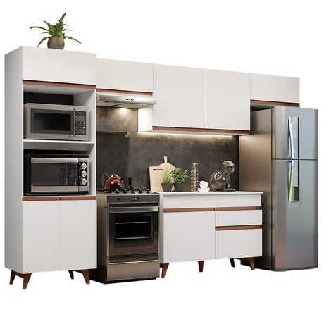 Cocina Integral Reims Blanco 330x210cm con Mesón y sin Pozuelo - COCINAS | Bylmo