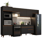 Cocina Integral Reims Negro 330x210cm con Mesón y sin Pozuelo - COCINAS | Bylmo
