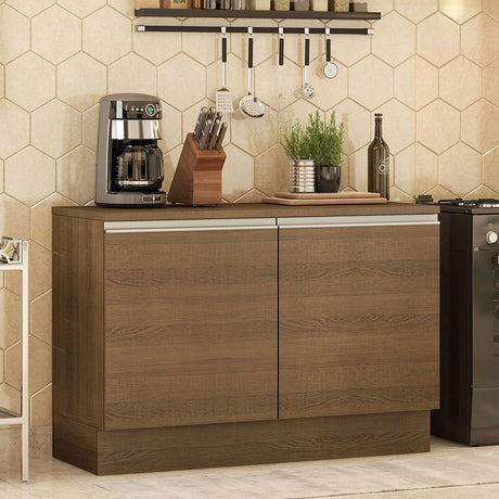 Mueble Inferior de Cocina Glamy Marron 120x84cm con Mesón de Madera y Dos Puertas - MUEBLES INFERIORES DE COCINA | Bylmo