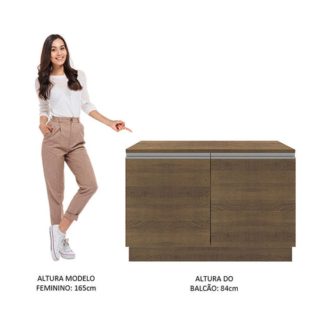 Mueble Inferior de Cocina Glamy Marron 120x84cm con Mesón de Madera y Dos Puertas - MUEBLES INFERIORES DE COCINA | Bylmo