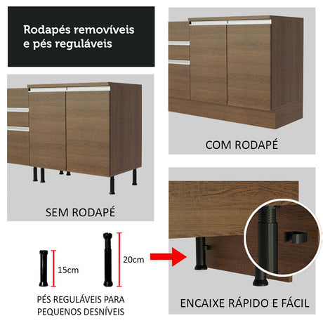 Mueble Inferior de Cocina Glamy Marron 120x84cm con Mesón de Madera y Dos Puertas y un Cajón - MUEBLES INFERIORES DE COCINA | Bylmo