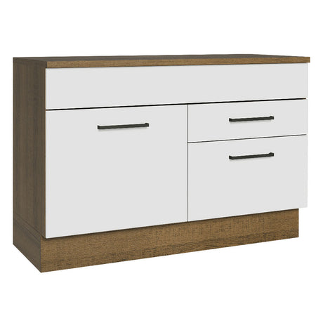 Mueble Inferior de Cocina Agata Marron y Blanco 120x84cm con Mesón de Madera - MUEBLES INFERIORES DE COCINA | Bylmo