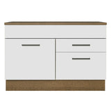 Mueble Inferior de Cocina Agata Marron y Blanco 120x84cm con Mesón de Madera - MUEBLES INFERIORES DE COCINA | Bylmo