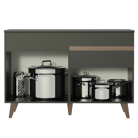 Mueble Inferior de Cocina Reims Negro 120x83cm con Mesón de Madera - MUEBLES INFERIORES DE COCINA | Bylmo