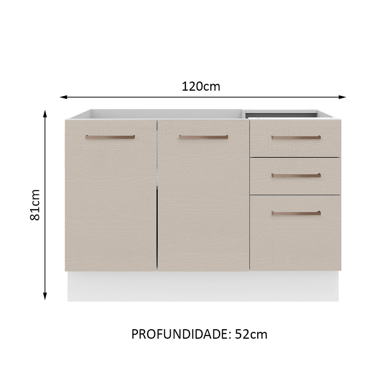 Mueble Inferior de Cocina Agata Blanco y Crema 120x81cm sin Mesón - MUEBLES INFERIORES DE COCINA | Bylmo