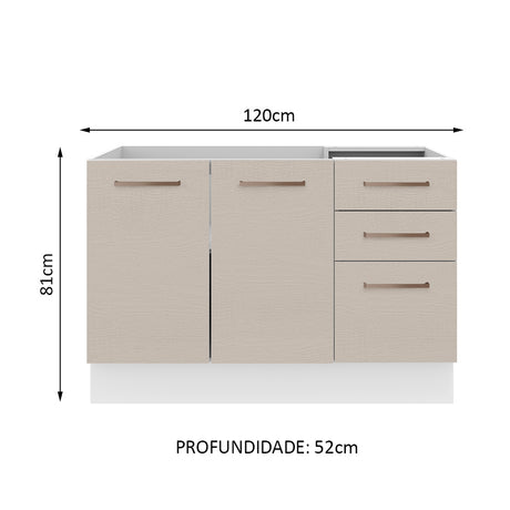 Mueble Inferior de Cocina Agata Blanco y Crema 120x81cm sin Mesón - MUEBLES INFERIORES DE COCINA | Bylmo