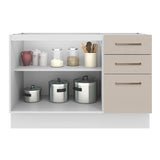 Mueble Inferior de Cocina Agata Blanco y Crema 120x81cm sin Mesón - MUEBLES INFERIORES DE COCINA | Bylmo