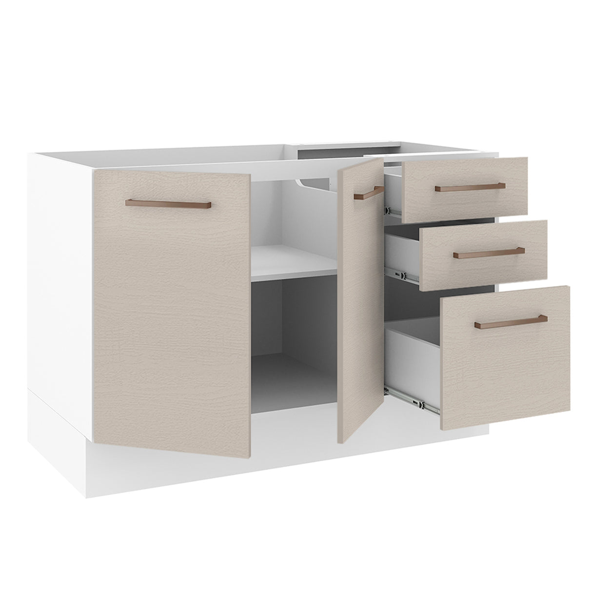 Mueble Inferior de Cocina Agata Blanco y Crema 120x81cm sin Mesón - MUEBLES INFERIORES DE COCINA | Bylmo