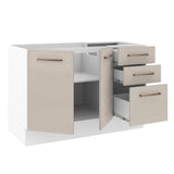 Mueble Inferior de Cocina Agata Blanco y Crema 120x81cm sin Mesón - MUEBLES INFERIORES DE COCINA | Bylmo