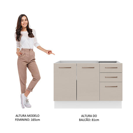 Mueble Inferior de Cocina Agata Blanco y Crema 120x81cm sin Mesón - MUEBLES INFERIORES DE COCINA | Bylmo