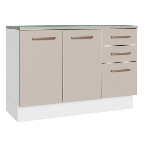 Mueble Inferior de Cocina Agata Blanco y Crema 120x84cm con Mesón de Madera - MUEBLES INFERIORES DE COCINA | Bylmo