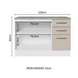 Mueble Inferior de Cocina Agata Blanco y Crema 120x84cm con Mesón de Madera - MUEBLES INFERIORES DE COCINA | Bylmo