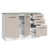 Mueble Inferior de Cocina Agata Blanco y Crema 120x84cm con Mesón de Madera - MUEBLES INFERIORES DE COCINA | Bylmo