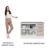 Mueble Inferior de Cocina Agata Blanco y Crema 120x84cm con Mesón de Madera - MUEBLES INFERIORES DE COCINA | Bylmo