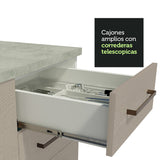 Mueble Inferior de Cocina Agata Blanco y Crema 120x84cm con Mesón de Madera - MUEBLES INFERIORES DE COCINA | Bylmo