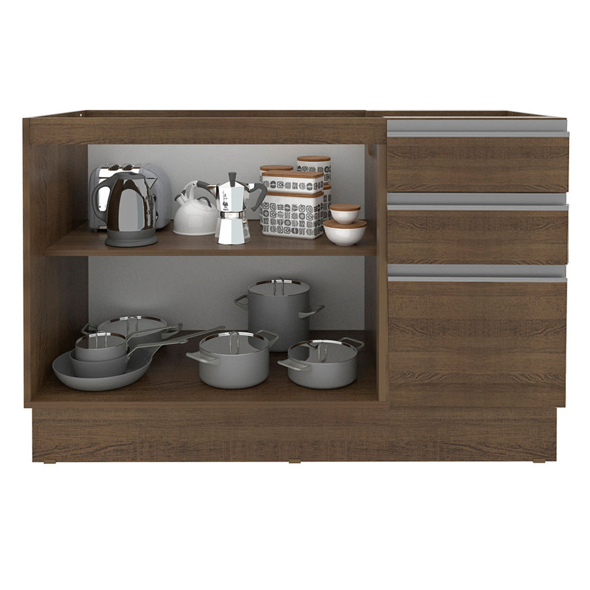 Mueble Inferior de Cocina Glamy Marron 120x81cm sin Mesón - MUEBLES INFERIORES DE COCINA | Bylmo