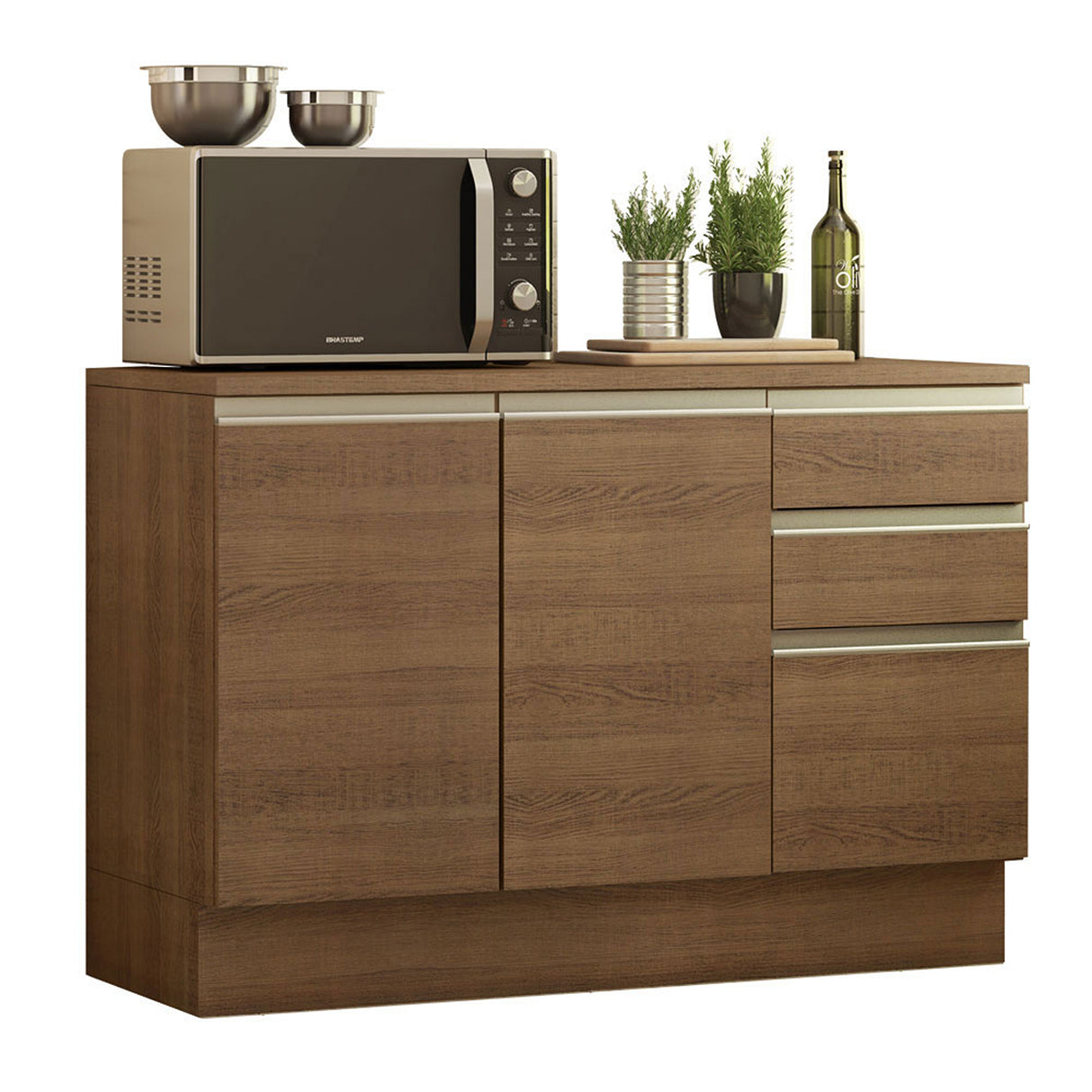 Mueble Inferior de Cocina Glamy Marron 120x84cm con Mesón de Madera - MUEBLES INFERIORES DE COCINA | Bylmo