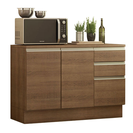 Mueble Inferior de Cocina Glamy Marron 120x84cm con Mesón de Madera - MUEBLES INFERIORES DE COCINA | Bylmo