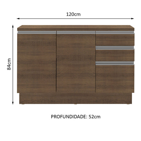 Mueble Inferior de Cocina Glamy Marron 120x84cm con Mesón de Madera - MUEBLES INFERIORES DE COCINA | Bylmo