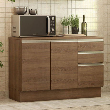 Mueble Inferior de Cocina Glamy Marron 120x84cm con Mesón de Madera - MUEBLES INFERIORES DE COCINA | Bylmo