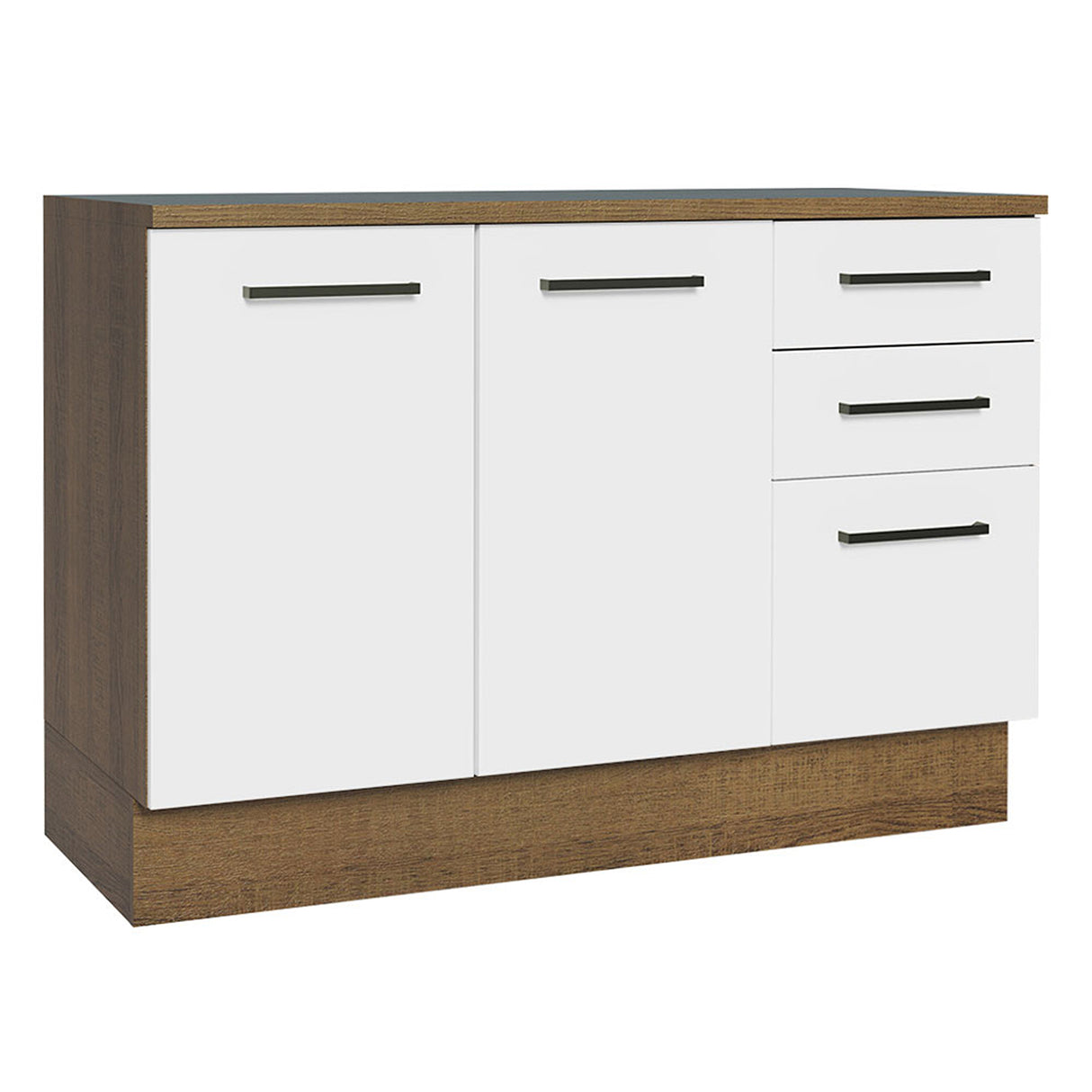 Mueble Inferior de Cocina Agata Blanco 120x84cm con Mesón de Madera - MUEBLES INFERIORES DE COCINA | Bylmo