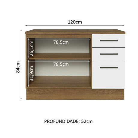 Mueble Inferior de Cocina Agata Blanco 120x84cm con Mesón de Madera - MUEBLES INFERIORES DE COCINA | Bylmo