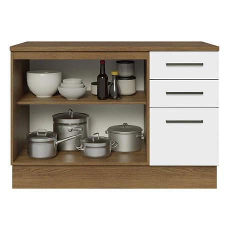 Mueble Inferior de Cocina Agata Blanco 120x84cm con Mesón de Madera - MUEBLES INFERIORES DE COCINA | Bylmo