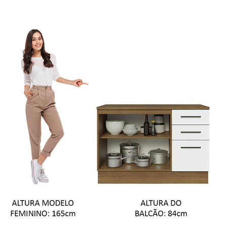 Mueble Inferior de Cocina Agata Blanco 120x84cm con Mesón de Madera - MUEBLES INFERIORES DE COCINA | Bylmo