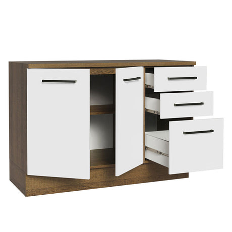 Mueble Inferior de Cocina Agata Blanco 120x84cm con Mesón de Madera - MUEBLES INFERIORES DE COCINA | Bylmo
