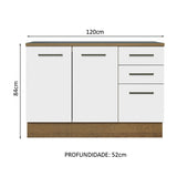 Mueble Inferior de Cocina Agata Blanco 120x84cm con Mesón de Madera - MUEBLES INFERIORES DE COCINA | Bylmo