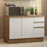 Mueble Inferior de Cocina Glamy Blanco 120x84cm con Mesón de Madera - MUEBLES INFERIORES DE COCINA | Bylmo