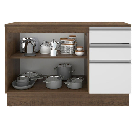 Mueble Inferior de Cocina Glamy Blanco 120x84cm con Mesón de Madera - MUEBLES INFERIORES DE COCINA | Bylmo