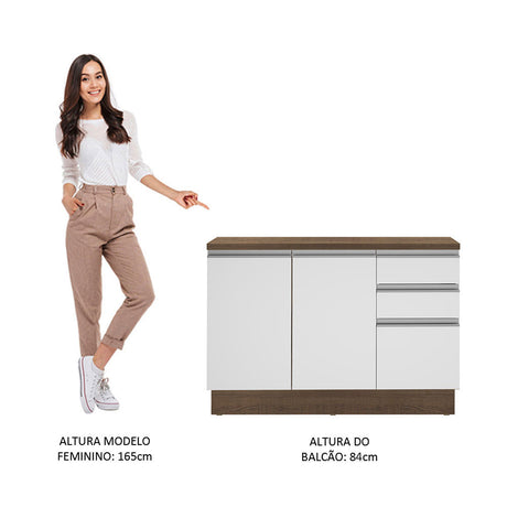 Mueble Inferior de Cocina Glamy Blanco 120x84cm con Mesón de Madera - MUEBLES INFERIORES DE COCINA | Bylmo