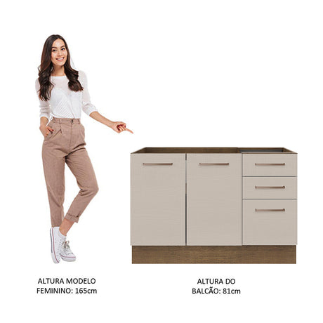 Mueble Inferior de Cocina Agata Marron y Crema 120x81cm sin Mesón - MUEBLES INFERIORES DE COCINA | Bylmo
