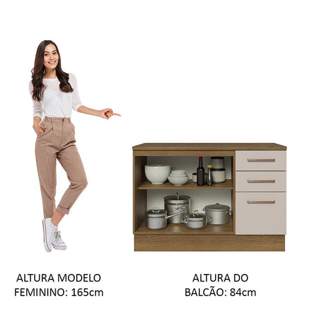 Mueble Inferior de Cocina Agata Marron y Crema 120x84cm con Mesón de Madera - MUEBLES INFERIORES DE COCINA | Bylmo