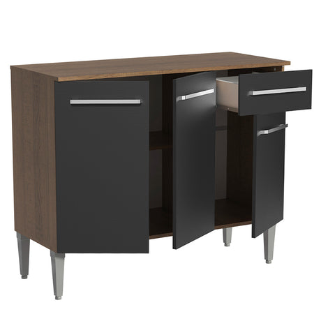 Mueble Inferior de Cocina Emily Marron y Negro 105x88cm con Mesón de Madera - MUEBLES INFERIORES DE COCINA | Bylmo