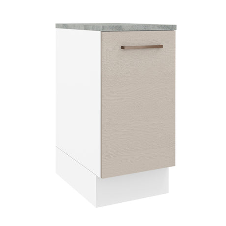 Mueble Inferior de Cocina Agata Blanco y Crema 35x84cm con Mesón de Madera - MUEBLES INFERIORES DE COCINA | Bylmo
