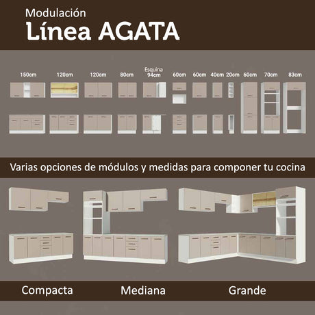 Mueble Inferior de Cocina Agata Blanco y Crema 35x84cm con Mesón de Madera - MUEBLES INFERIORES DE COCINA | Bylmo