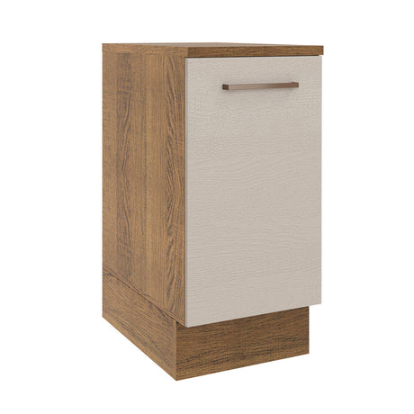 Mueble Inferior de Cocina Agata Marron y Crema 35x84cm con Mesón de Madera - MUEBLES INFERIORES DE COCINA | Bylmo