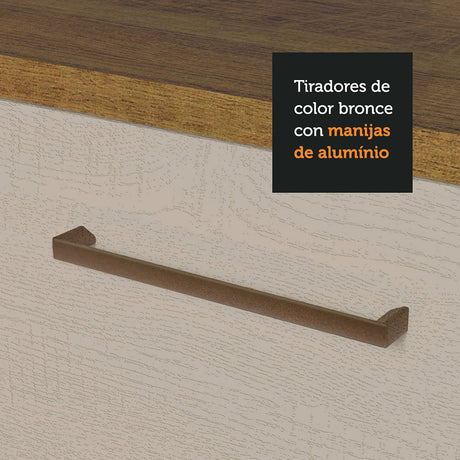 Mueble Inferior de Cocina Agata Marron y Crema 35x84cm con Mesón de Madera - MUEBLES INFERIORES DE COCINA | Bylmo