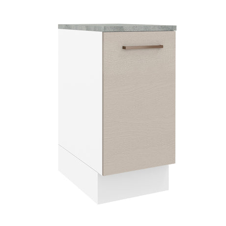 Mueble Inferior de Cocina Agata Blanco y Crema 40x84cm con Mesón de Madera y Una Puerta - MUEBLES INFERIORES DE COCINA | Bylmo