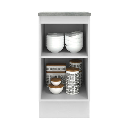 Mueble Inferior de Cocina Agata Blanco y Crema 40x84cm con Mesón de Madera y Una Puerta - MUEBLES INFERIORES DE COCINA | Bylmo