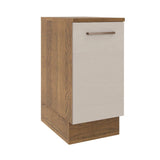 Mueble Inferior de Cocina Agata Marron y Crema 40x84cm con Mesón de Madera y Una Puerta - MUEBLES INFERIORES DE COCINA | Bylmo