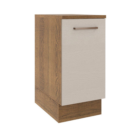 Mueble Inferior de Cocina Agata Marron y Crema 40x84cm con Mesón de Madera y Una Puerta - MUEBLES INFERIORES DE COCINA | Bylmo