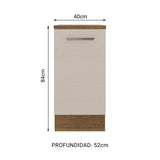 Mueble Inferior de Cocina Agata Marron y Crema 40x84cm con Mesón de Madera y Una Puerta - MUEBLES INFERIORES DE COCINA | Bylmo